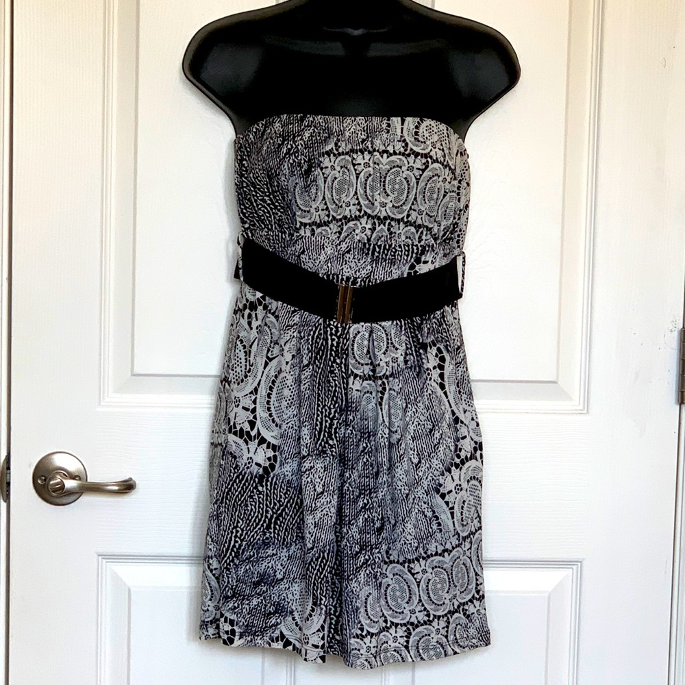 Black & White Patterned Mini Dress